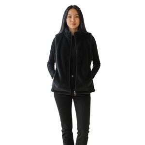 Croft & Barrow Womens Black Faux Fur Full Zip Vest PXL Petite XL Fleece Jacket